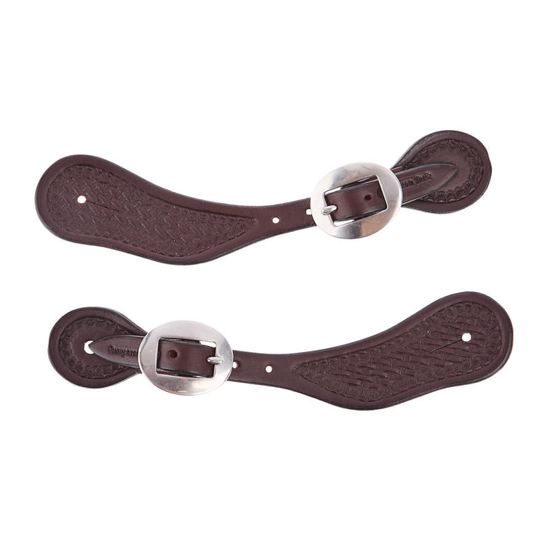 Cowperson Tack Ladies Dark Leather Basket Stamp Spur Straps