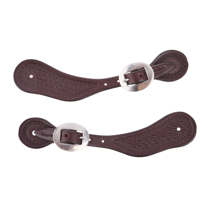 Cowperson Tack Ladies Dark Leather Basket Stamp Spur Straps