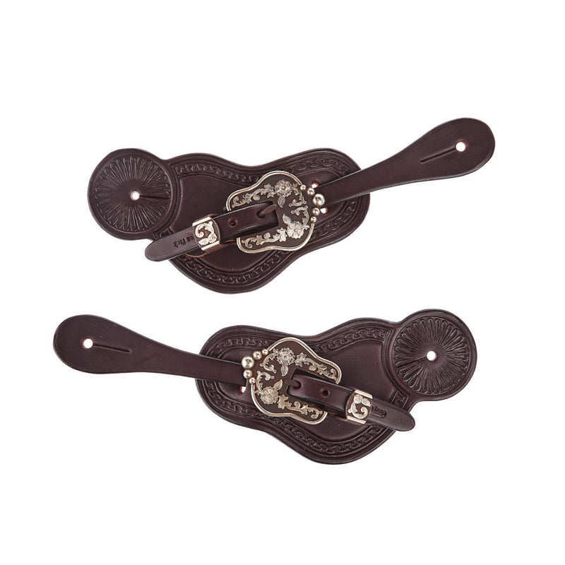 Cowperson Tack Men's Dark Leather Spur Straps with B122 Buckle