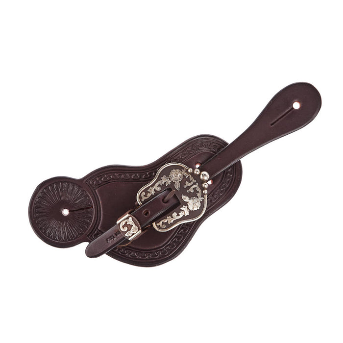 Cowperson Tack Men's Dark Leather Spur Straps with B122 Buckle