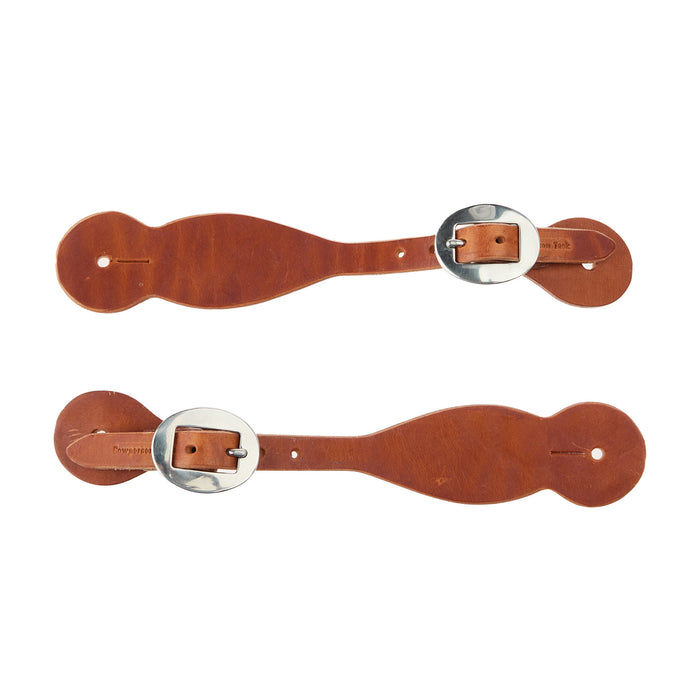 Cowperson Tack Ladies Straight Scalloped Natural Leather Spur Straps