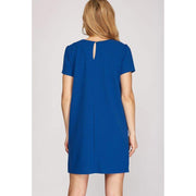 She & Sky Women's Blue Knit Shift Dress