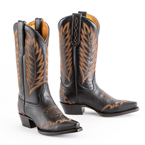 Liberty Black Caborca Silver Mossil Black Embroidered Boots