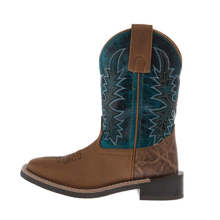 Smoky Mountain Kid's Tan Vamp Turquoise Top Boots