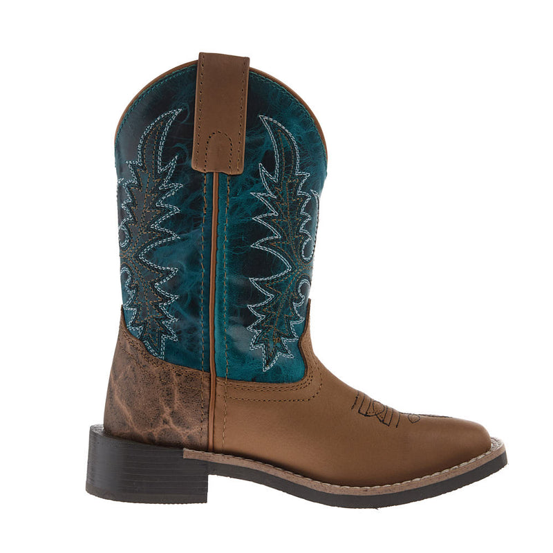 Smoky Mountain Kid's Tan Vamp Turquoise Top Boots