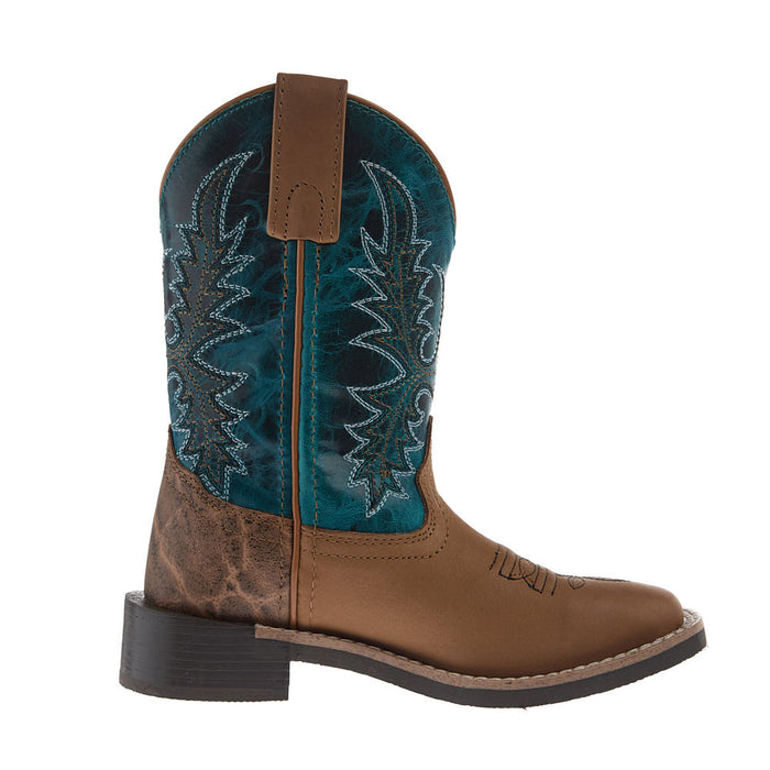 Smoky Mountain Kid's Tan Vamp Turquoise Top Boots