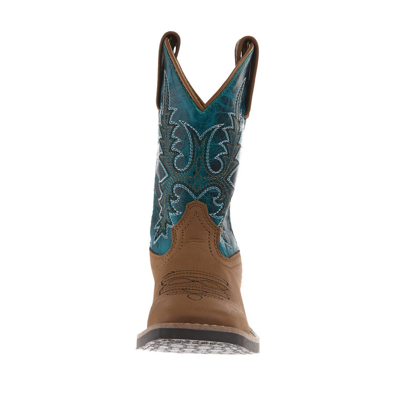 Smoky Mountain Kid's Tan Vamp Turquoise Top Boots