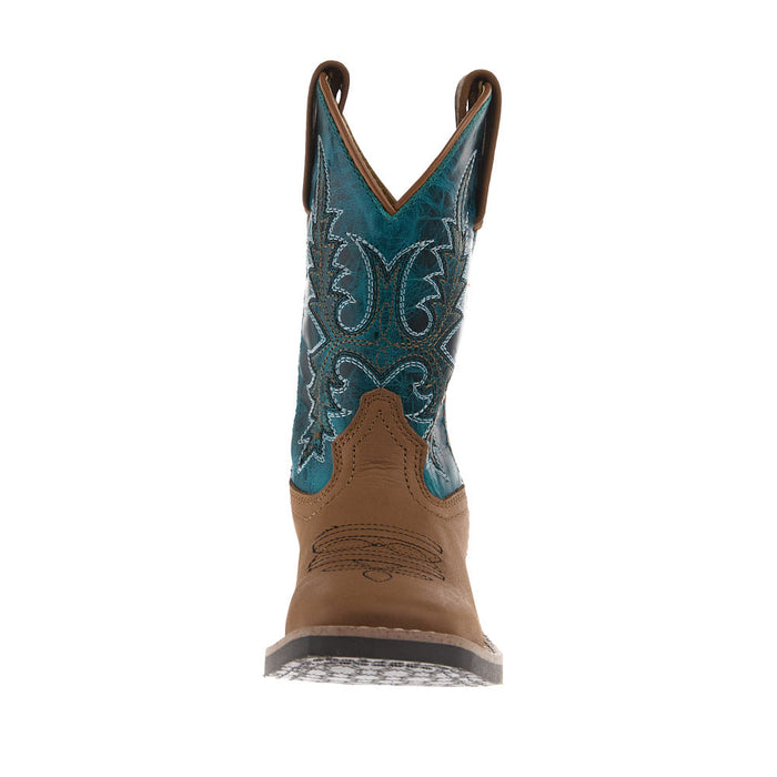 Smoky Mountain Kid's Tan Vamp Turquoise Top Boots