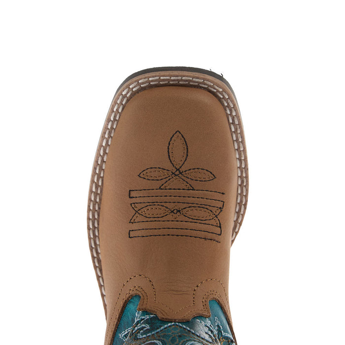 Smoky Mountain Kid's Tan Vamp Turquoise Top Boots