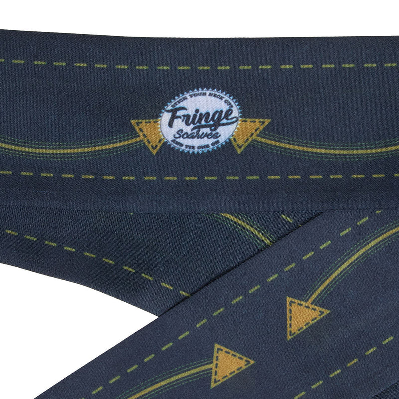 Fringe Scarves Smiley Pocket Black Twilly