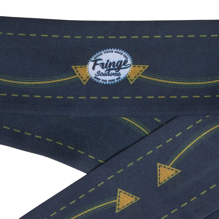 Fringe Scarves Smiley Pocket Black Twilly