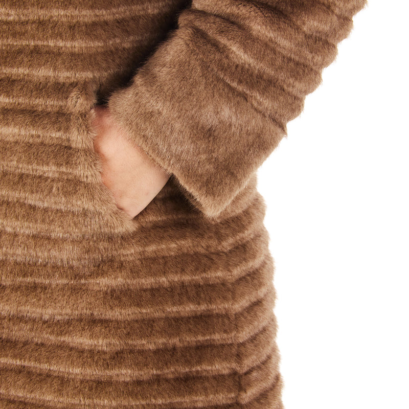 Andy Mikes Womens Brown Soho Faux Fur Fashion Coat
