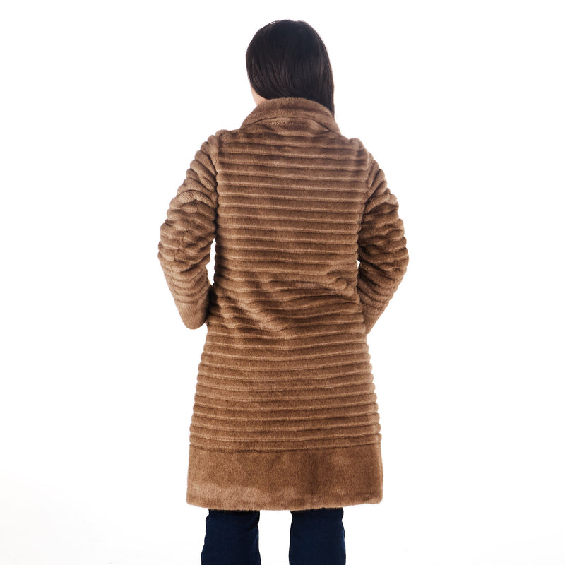 Andy Mikes Womens Brown Soho Faux Fur Fashion Coat