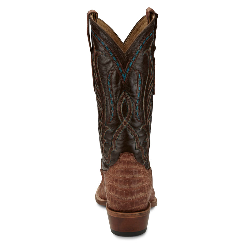 Tony Lama Men`s Tan Caiman Belly Brown Cowhide Top