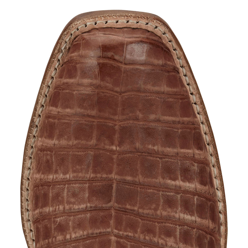 Tony Lama Men`s Tan Caiman Belly Brown Cowhide Top