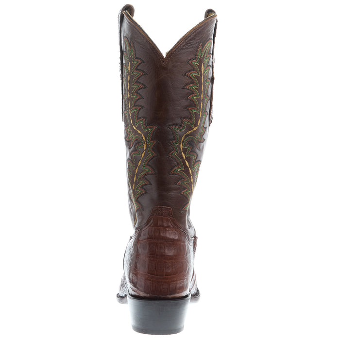 Tony Lama Men`s Brown Caiman Belly Vamp Brown Cowhide Top