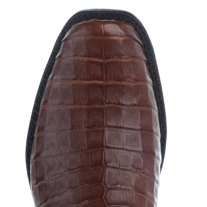 Tony Lama Men`s Brown Caiman Belly Vamp Brown Cowhide Top