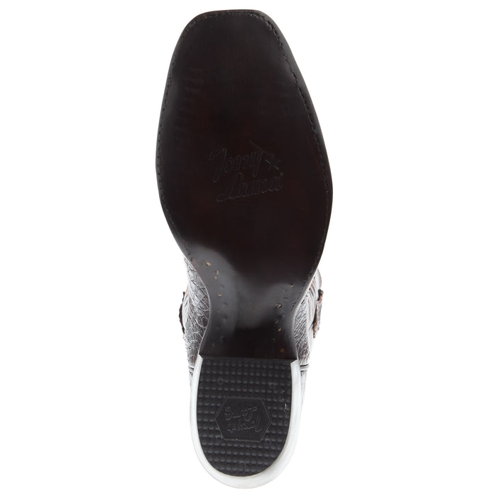 Tony Lama Men`s Brown Caiman Belly Vamp Brown Cowhide Top