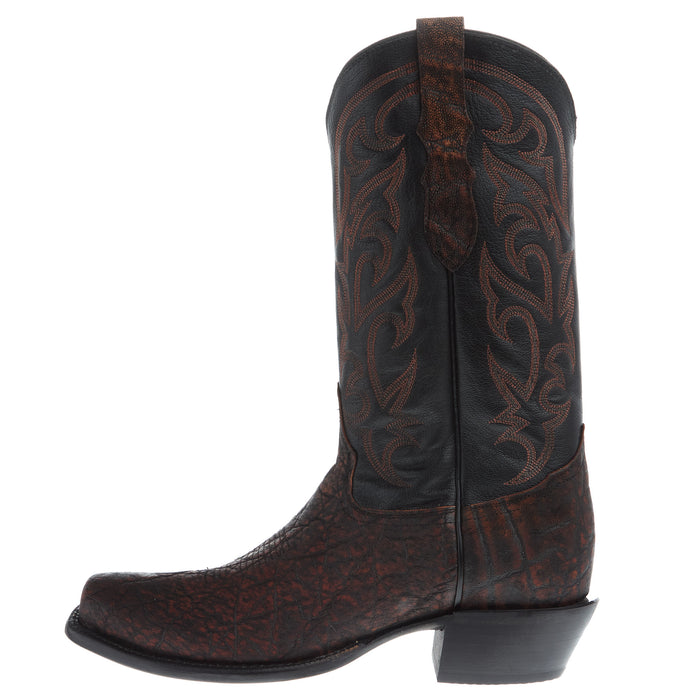 Tony Lama Men`s Cognac Elephant Vamp Black Goat Top