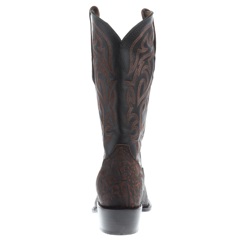 Tony Lama Men`s Cognac Elephant Vamp Black Goat Top