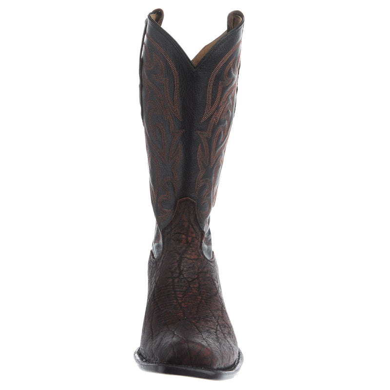Tony Lama Men`s Cognac Elephant Vamp Black Goat Top