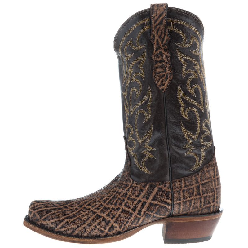 Tony Lama Men`s Dark Brown Elephant Anthracite Vamp Cowhide Top