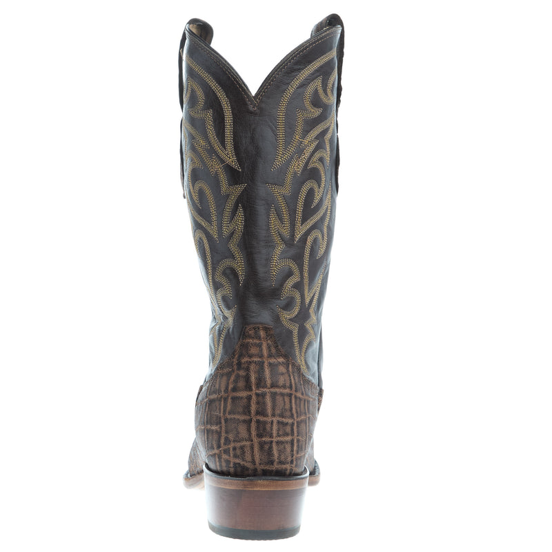 Tony Lama Men`s Dark Brown Elephant Anthracite Vamp Cowhide Top