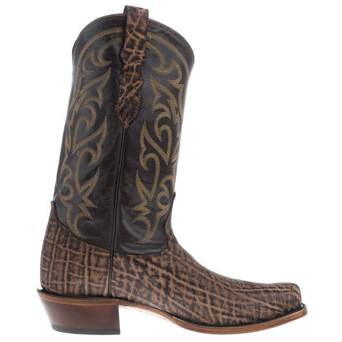 Tony Lama Men`s Dark Brown Elephant Anthracite Vamp Cowhide Top