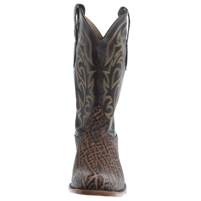 Tony Lama Men`s Dark Brown Elephant Anthracite Vamp Cowhide Top