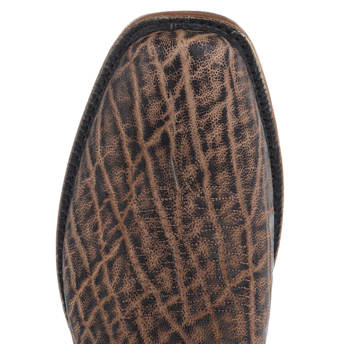 Tony Lama Men`s Dark Brown Elephant Anthracite Vamp Cowhide Top