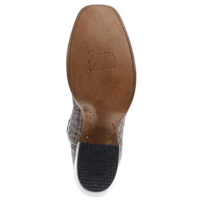 Tony Lama Men`s Dark Brown Elephant Anthracite Vamp Cowhide Top