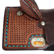 Circle Y Saddlery Montana 15 Inch Vintage Chocolate Arrow Basket Barrel Saddle