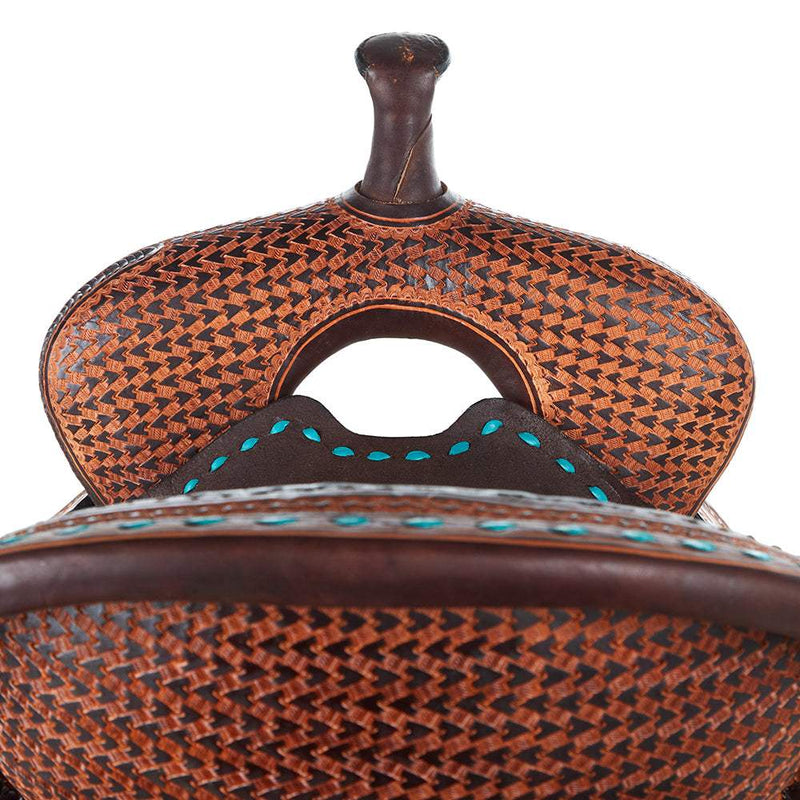 Circle Y Saddlery Montana 15 Inch Vintage Chocolate Arrow Basket Barrel Saddle