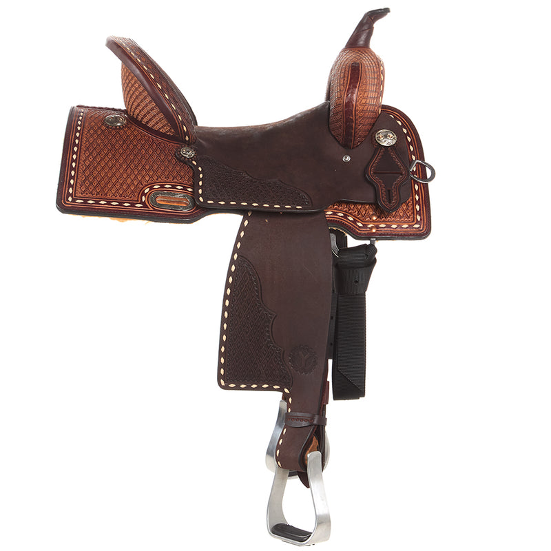 Circle Y Saddlery Montana 15 Inch Vintage Chocolate Sparkling Diamond Barrel Saddle