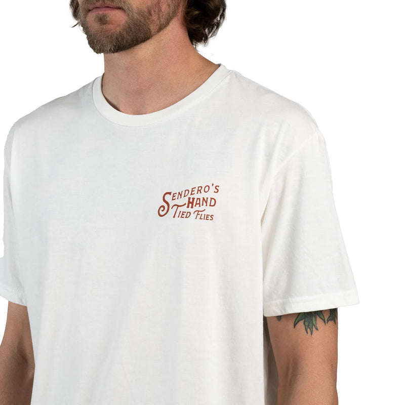 Sendero Provisions Co Men's White Hand Tied Flies Tee Shirt