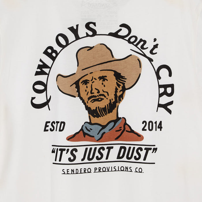Sendero Provisions Co Mens Vintage White wboys Don't Cry Short Sleeve Tee Shirt