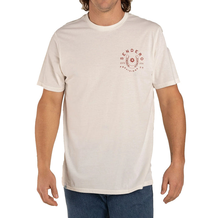 Sendero Provisions Co Men's White No Luck Short Sleeve Tee Shirt