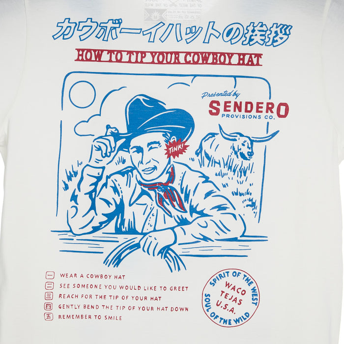 Sendero Provisions Co Men's Vintage White Tip Your Hat Tee Shirt