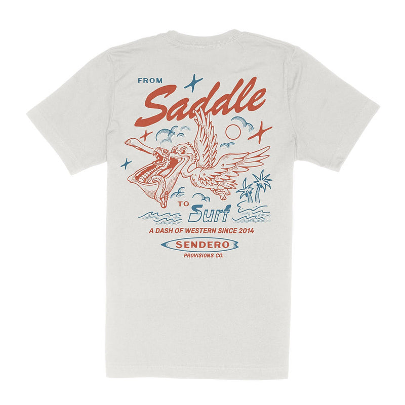 Sendero Provisions Co Men's White Saddle To Surf Tee Shirt