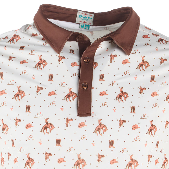 Sendero Provisions Co Men's Bronc Rider Cream Polo