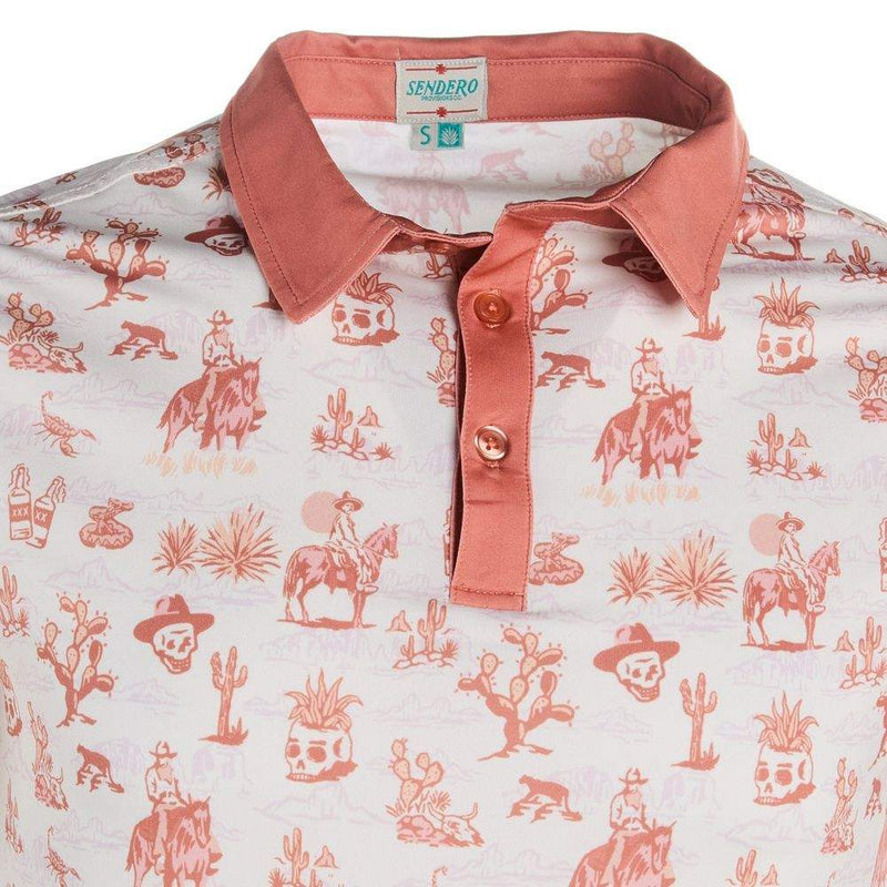 Sendero Provisions Co Men's Muertos Print Rust Polo
