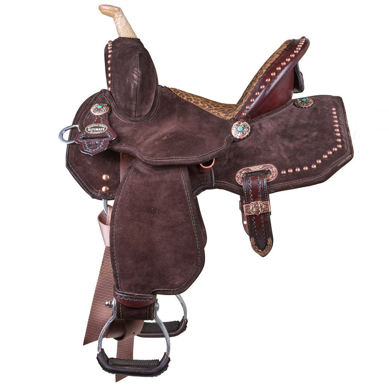 Circle Y Saddlery Lightweight Lightspeed Chocolate Cheetah 12in Barrel Saddle
