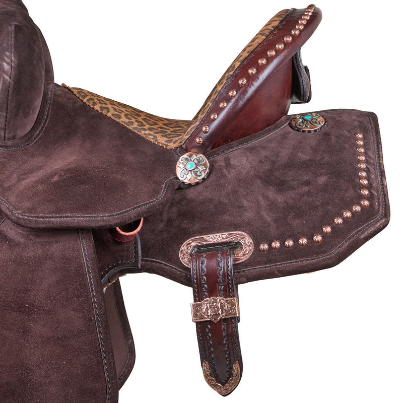 Circle Y Saddlery Lightweight Lightspeed Chocolate Cheetah 12in Barrel Saddle