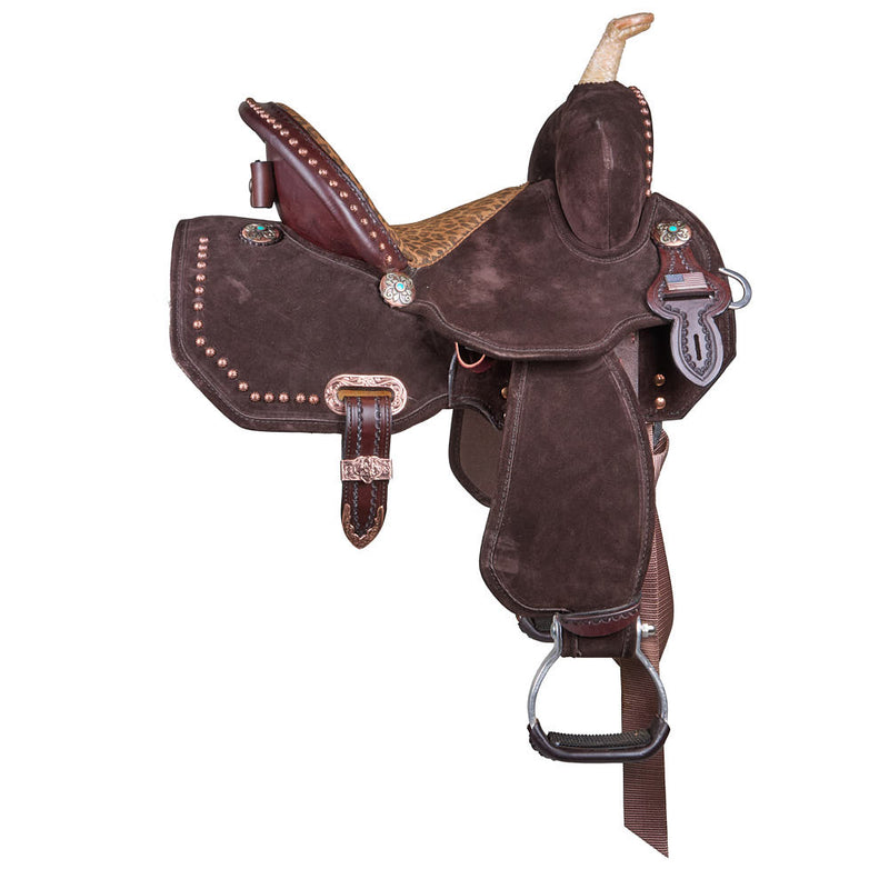 Circle Y Saddlery Lightweight Lightspeed Chocolate Cheetah 12in Barrel Saddle