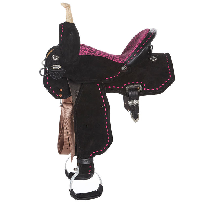 Circle Y Saddlery Josey Mitchell 14in Hot Pink Cheetah Wide Barrel Saddle