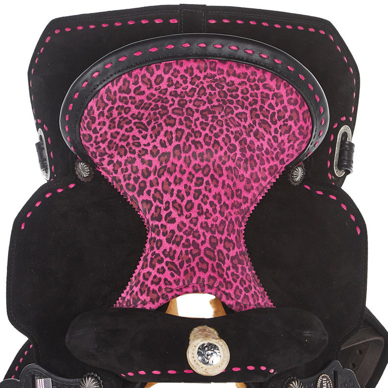 Circle Y Saddlery Josey Mitchell 14in Hot Pink Cheetah Wide Barrel Saddle