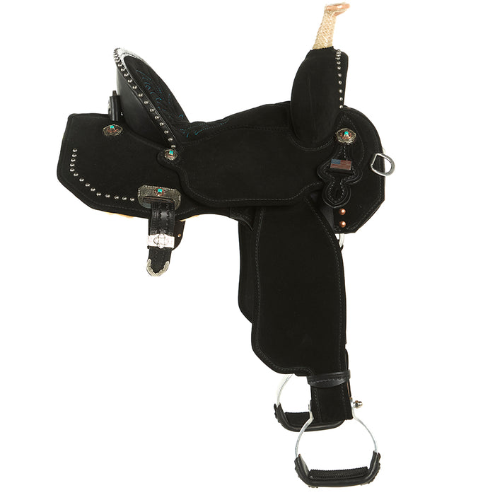 Circle Y Saddlery Josey Mitchell Lightweight Lightspeed 14in Black Barrel Saddle