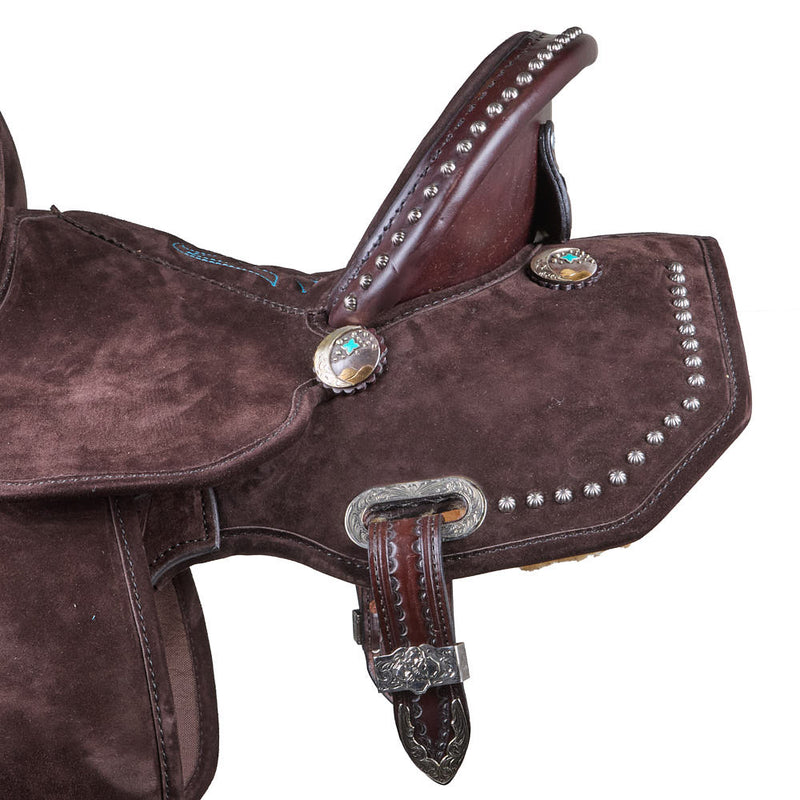 Circle Y Saddlery Lightweight Lightspeed Chocolate Turquoise 13in Barrel Saddle