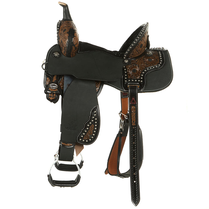Circle Y Saddlery Martha Josey 14.5 Cash American Patriot Black Vintage Barrel Saddle