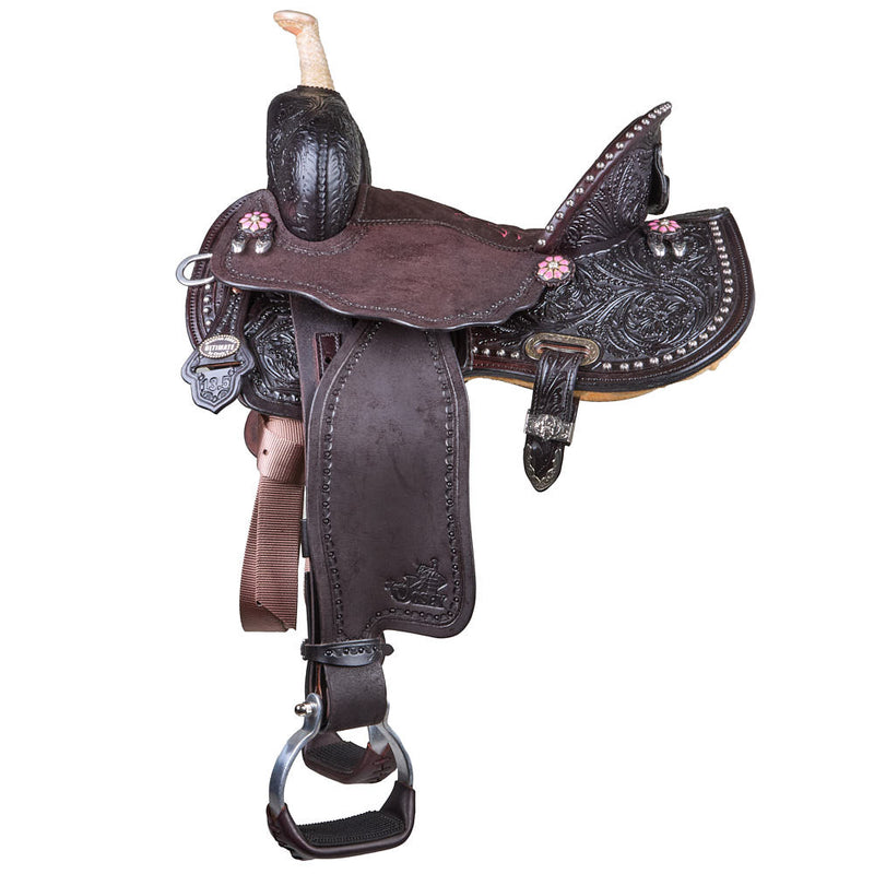 Circle Y Saddlery Ultimate Cash Chocolate and Pink 13.5in Barrel Saddle